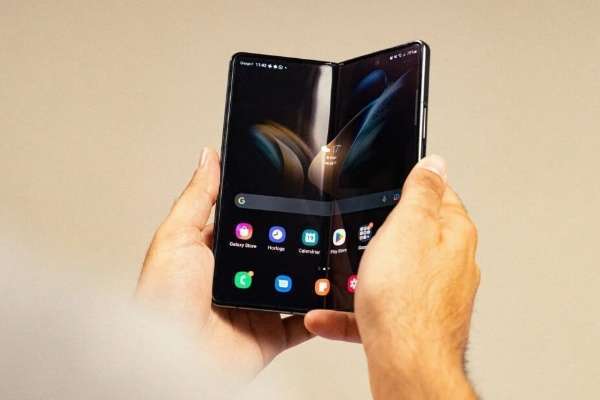  Samsung Galaxy Z Fold 4 being unfolded