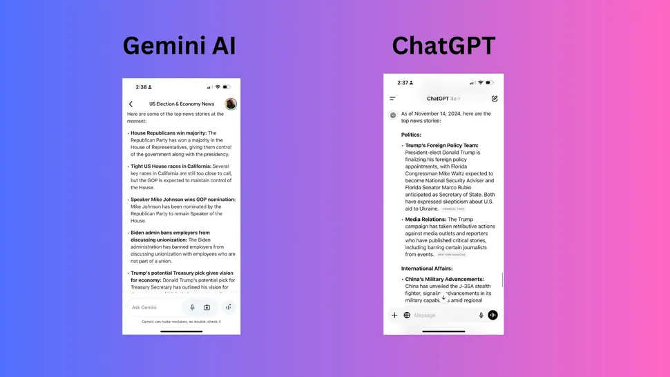 Gemini vs ChatGPT